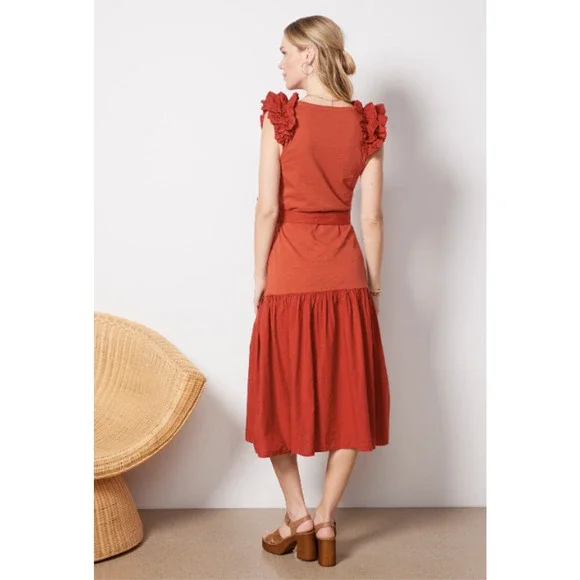 NATION LTD x Evereve NWT Everleigh Dress in Terracotta Cayenne // M - Picture 3 of 14